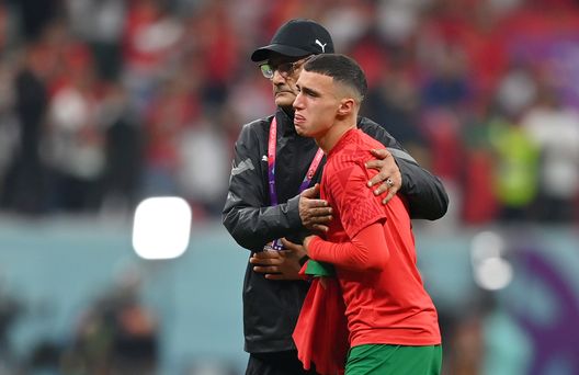 AL KHOR, QATAR - DECEMBER 14: Bilal El Khannouss of Morocco looks dejected after their sides' elimination from the tournament during the FIFA World Cup Qatar 2022 semi final match between France and Morocco at Al Bayt Stadium on December 14, 2022 in Al Khor, Qatar. (Photo by Dan Mullan/Getty Images) El Khannouss, un jolly per Italiano: l’investimento è fattibile- immagine 2