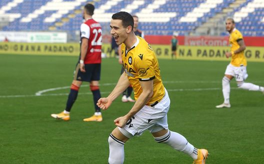 Kevin Lasagna con la maglia dell'Udinese Kevin Lasagna con la maglia dell'Udinese
