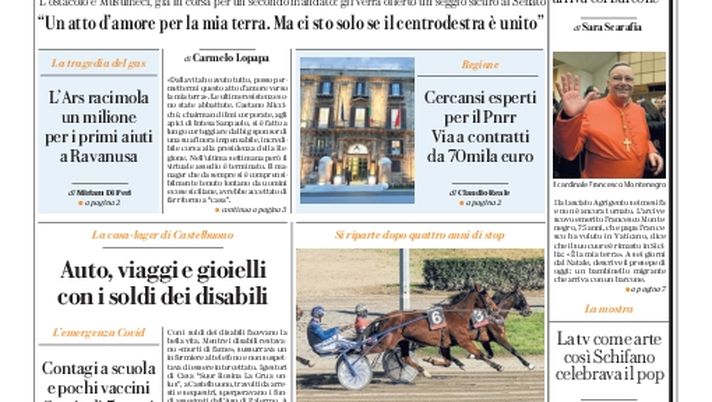 Prima Pagina, La Repubblica-Palermo: “In campo Gaetano Miccichè” Prima Pagina, La Repubblica-Palermo: “In campo Gaetano Miccichè” - immagine 1