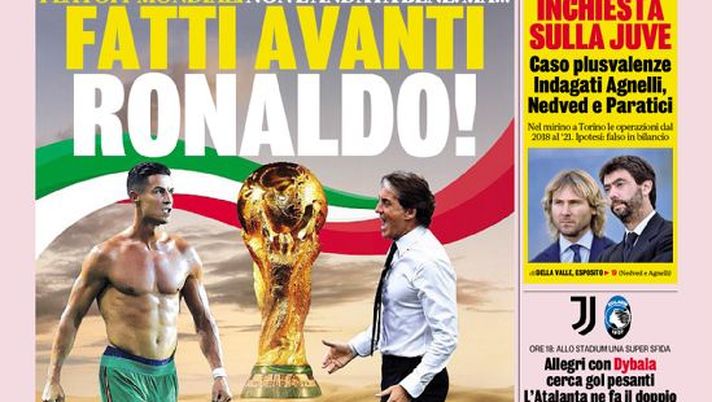 Prima Pagina, La Gazzetta dello Sport: &#8220;Fatti avanti Ronaldo!&#8221;
