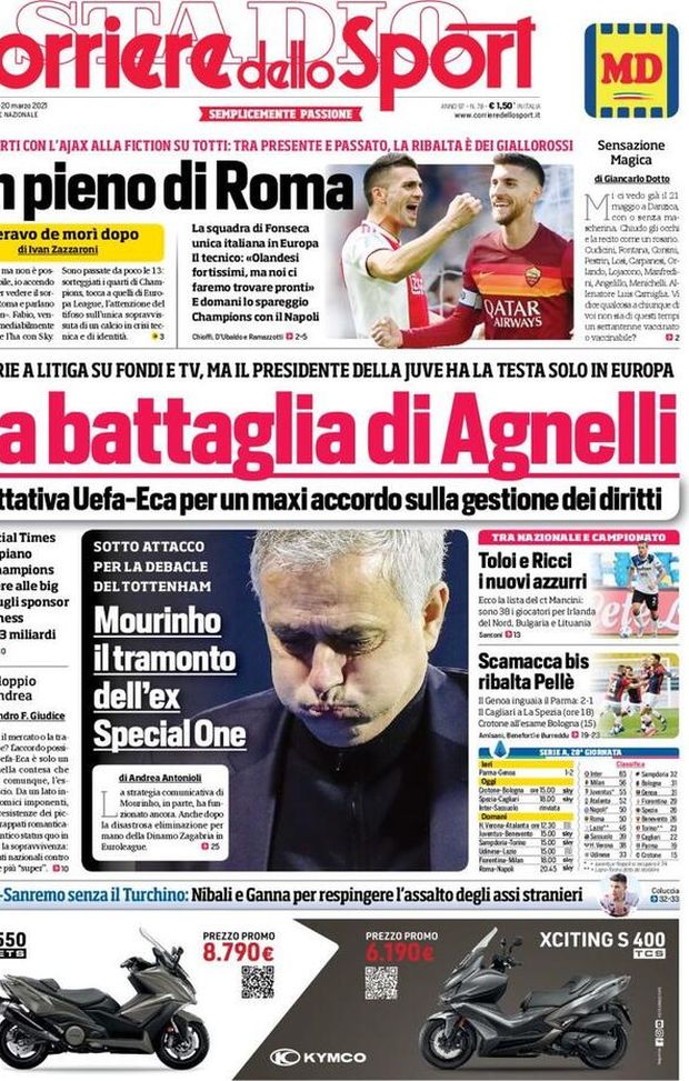 Prima Pagina, Corriere dello Sport: “La battaglia di Agnelli, la Serie A litiga su fondi e TV” Prima Pagina, Corriere dello Sport: “La battaglia di Agnelli, la Serie A litiga su fondi e TV”