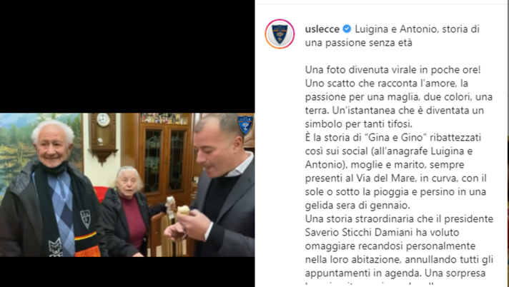 Lecce, sorpresa del presidente Sticchi Damiani: omaggio a due tifosi fedelissimi  Lecce