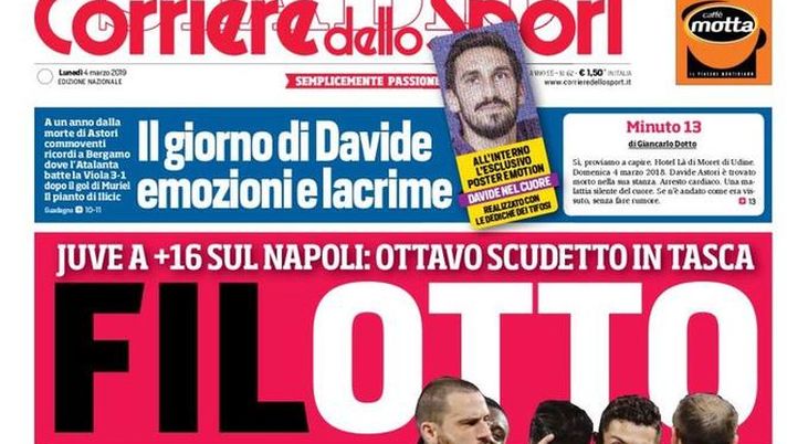 Prima Pagina, Corriere dello Sport: “Il giorno di Davide. Filotto. Roma, il conto è pronto. Icardi, muro contro muro…” 