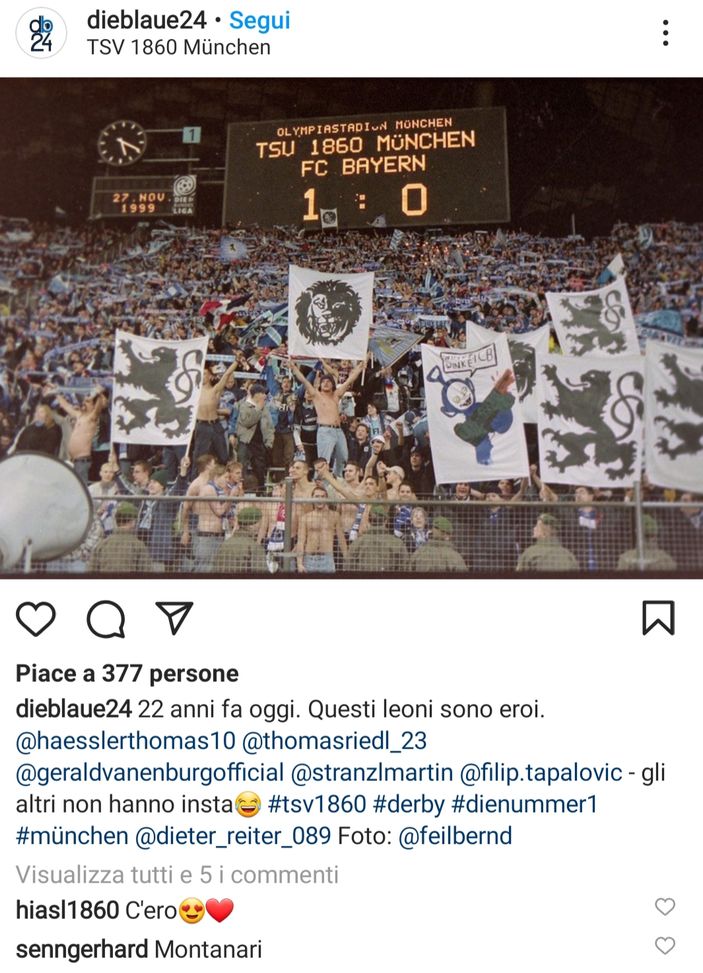 Torna il vento storico del Munich derby: il 1860 “22 anni fa i nostri eroi battevano il Bayern…”- immagine 2