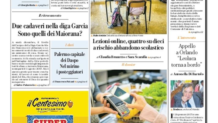 Prima Pagina, La Repubblica-Palermo: “Contagi, il caso Sicilia. È allarme posti letto”  Prima Pagina, La Repubblica-Palermo: “Contagi, il caso Sicilia. È allarme posti letto”