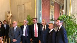 VIDEO Palermo al City Group, sorrisi e foto: l’incontro tra Soriano, Mirri e Lagalla