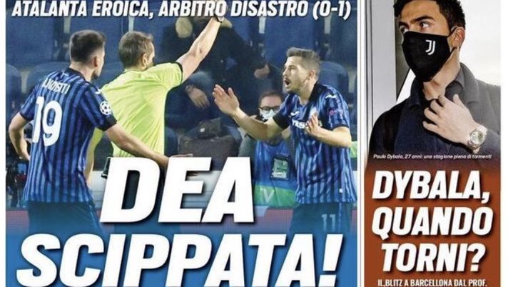 Prima Pagina, Tuttosport: “Dea scippata! Dybala quando torni? Toro, stop sacrosanto” 