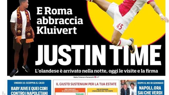 Prima Pagina, Corriere dello Sport: &#8220;Justin time. Under 15: scoppia il caso. Napoli, ora sai che Verdi non mentiva&#8230;&#8221; 