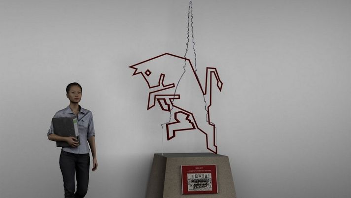 Rendering: una bozza del monumento al Grande Torino che sarà inaugurato al Campo Volo (basamento e targa saranno modificate)