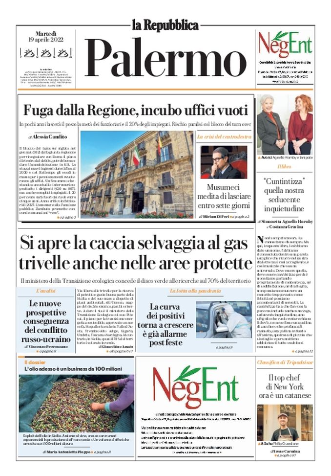 Prima Pagina, La Repubblica-Palermo: “Il top chef di New York ora è un catanese” Prima Pagina