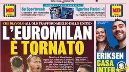 Prima Pagina, La Gazzetta dello Sport: “L’Euromilan è tornato! Eriksen casa Inter”