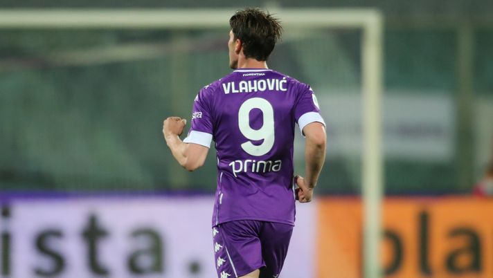 GERMOGLI PH: 11 APRILE 2021 FIRENZE STADIO ARTEMIO FRANCHI SERIE A FIORENTINA VS ATALANTA NELLA FOTO ESULTANZA VLAHOVIC 