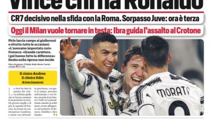 Prima Pagina, Corriere dello Sport: “Vince chi ha Ronaldo! Oggi il Milan vuole tornare in testa” Prima Pagina, Corriere dello Sport: “Vince chi ha Ronaldo! Oggi il Milan vuole tornare in testa”