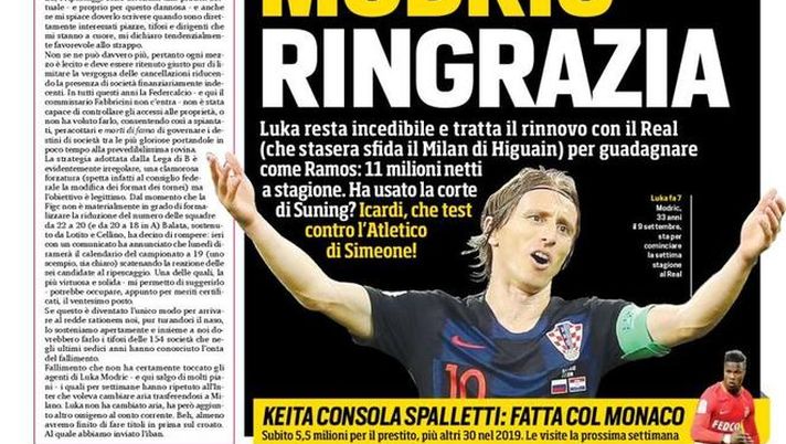 Prima Pagina, Corriere dello Sport: “Modric ringrazia, Keita consola Spalletti. Rottura di B. Mou fatica, tocca a Mau…” Prima Pagina, Corriere dello Sport: “Modric ringrazia, Keita consola Spalletti. Rottura di B. Mou fatica, tocca a Mau…”