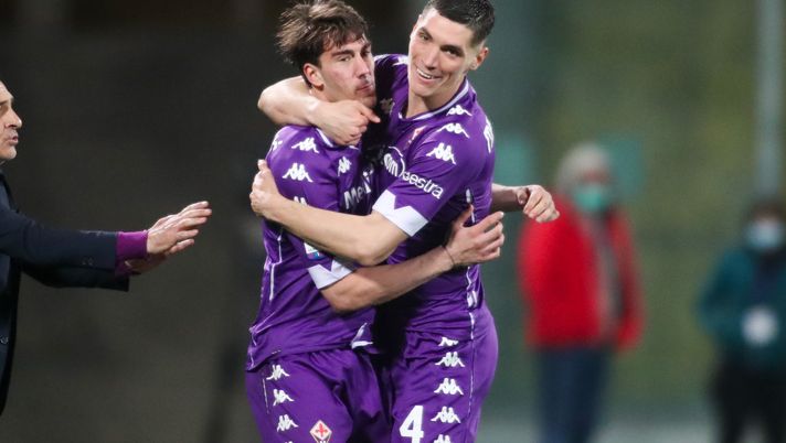 GERMOGLI PH: 19 FEBBRAIO 2021 FIRENZE STADIO ARTEMIO FRANCHI SERIE A FIORENTINA VS SPEZIA NELLA FOTO ESULTANZA GOL VLAHOVIC 