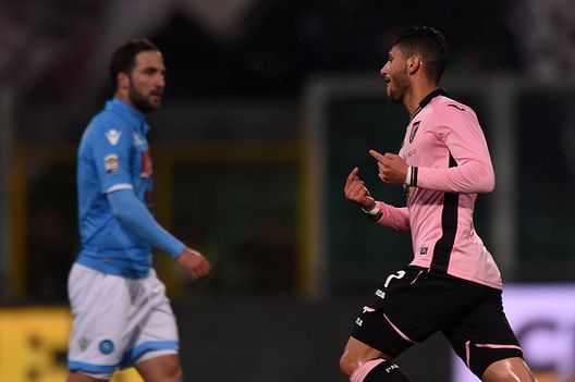  Lazaar in gol durante Palermo-Napoli 3-1 