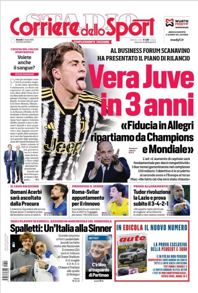 EDICOLA / CdS: Acerbi, verdetto prima del prossimo turno di A. Juve vera in tre anni - immagine 1