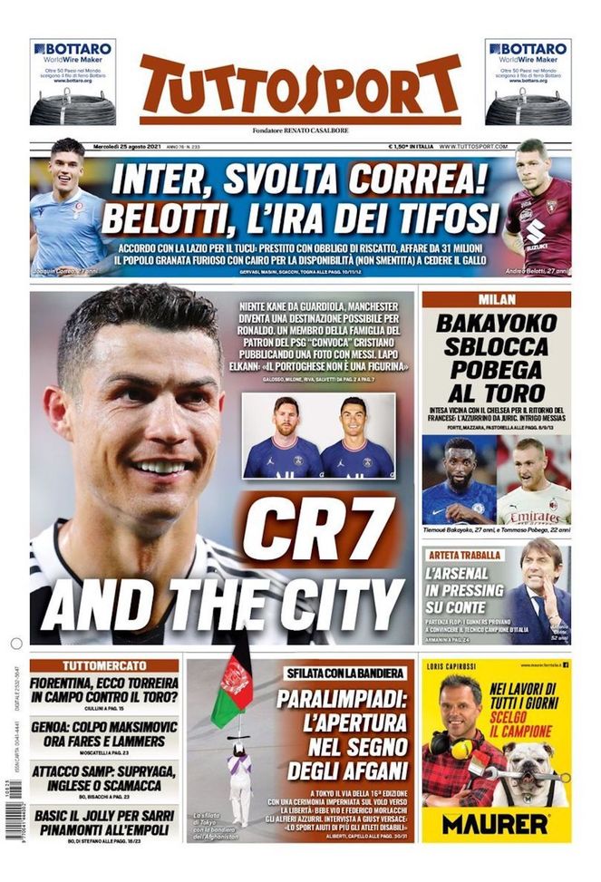 EDICOLA TS – Inter, svolta Correa: ecco le cifre! Belotti, l’ira dei tifosi 
