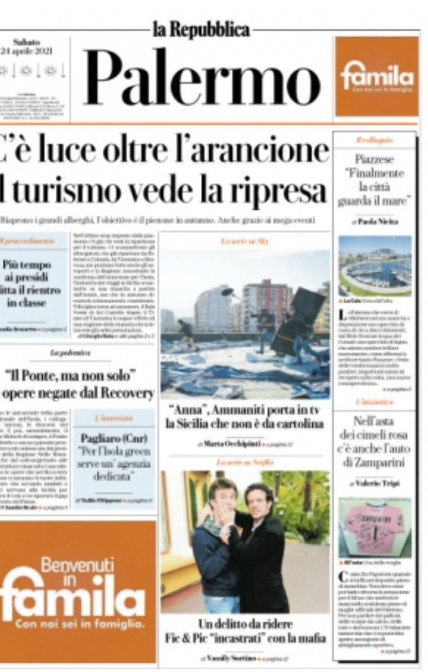 Prima Pagina, La Repubblica Palermo: &#8220;C&#8217;è luce oltre l&#8217;arancione, il turismo vede la ripresa&#8221; 