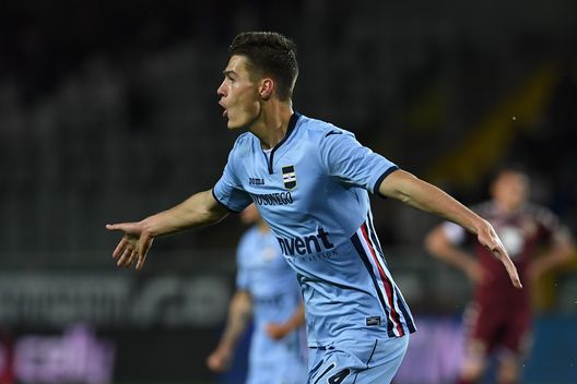 TURIN, ITALY - APRIL 29: Patrik Schick of UC Sampdoria celebrates the opening goal during the Serie A match between FC Torino and UC Sampdoria at Stadio Olimpico di Torino on April 29, 2017 in Turin, Italy. (Photo by Valerio Pennicino/Getty Images) TURIN, ITALY - APRIL 29: Patrik Schick of UC Sampdoria celebrates the opening goal during the Serie A match between FC Torino and UC Sampdoria at Stadio Olimpico di Torino on April 29, 2017 in Turin, Italy. (Photo by Valerio Pennicino/Getty Images)