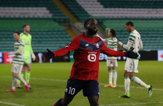 GLASGOW, SCOTLAND - DECEMBER 10: Jonathan Ikone of Lille celebrates after he scores their team's first goal during the UEFA Europa League Group H stage match between Celtic and LOSC Lille at Celtic Park on December 10, 2020 in Glasgow, Scotland. The match will be played without fans, behind closed doors as a Covid-19 precaution. (Photo by Ian MacNicol/Getty Images) GLASGOW, SCOTLAND - DECEMBER 10: Jonathan Ikone of Lille celebrates after he scores their team's first goal during the UEFA Europa League Group H stage match between Celtic and LOSC Lille at Celtic Park on December 10, 2020 in Glasgow, Scotland. The match will be played without fans, behind closed doors as a Covid-19 precaution. (Photo by Ian MacNicol/Getty Images)