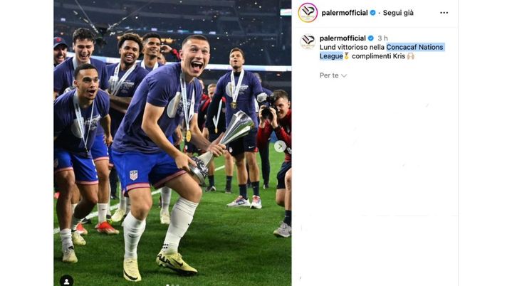 Usa, vittoria in Concacaf Nations League: il Palermo celebra Lund sui social Usa Lund