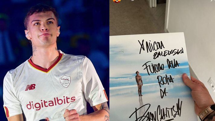 Blanco, regalo con dedica a Zalewski: “Sei il futuro della Roma” – FOTO - immagine 1