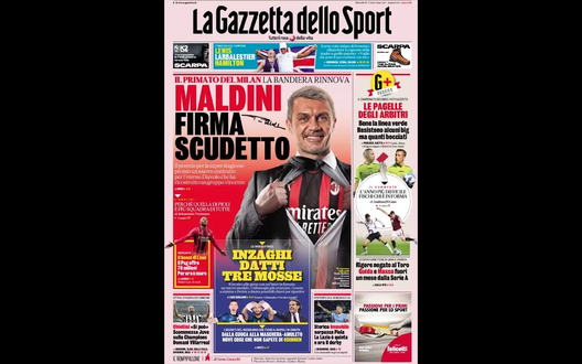 Prima Pagina, Gazzetta dello Sport: “Maldini firma scudetto. Inzaghi datti tre mosse” Prima Pagina