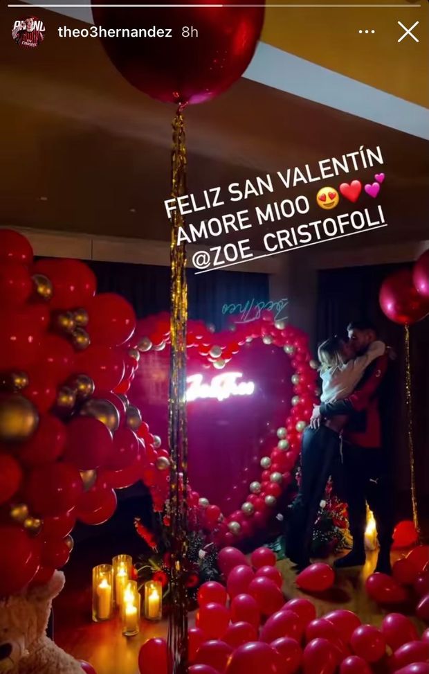 San Valentino, Theo Hernandez con Zoe Cristofoli 