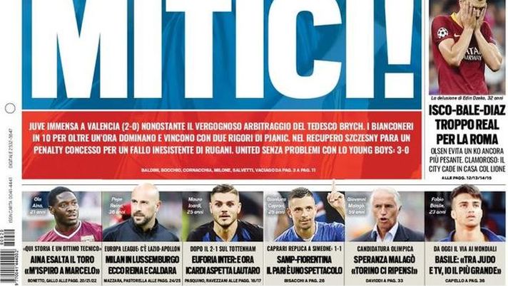 Prima Pagina, Tuttosport: “Mitici! Scandalosa espulsione di Ronaldo. Troppo Real per Roma. Euforia Inter…”  Prima Pagina, Tuttosport: “Mitici! Scandalosa espulsione di Ronaldo. Troppo Real per Roma. Euforia Inter…”