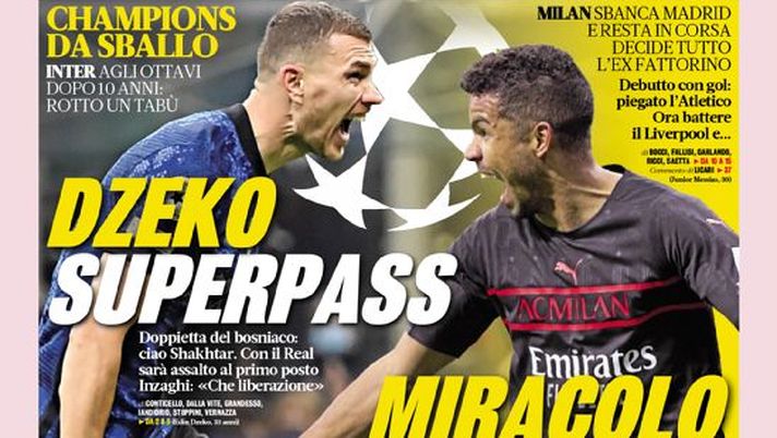 Prima Pagina, La Gazzetta dello Sport: “Dzeko superpass. Miracolo Messias” 