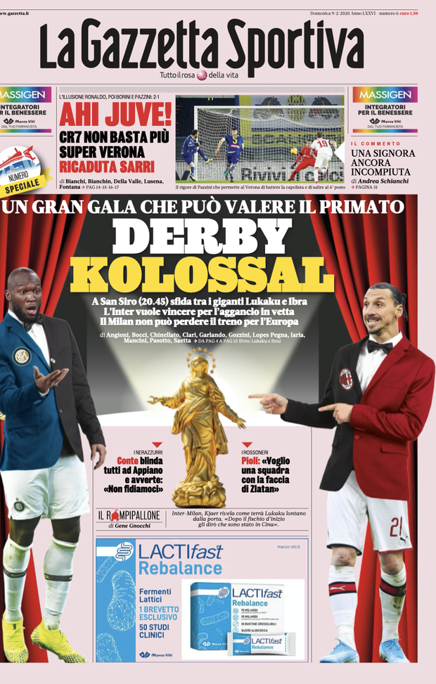 LE PRIME P’AGINE DEI QUOTIDIANI SPORTIVI DEL 9.2