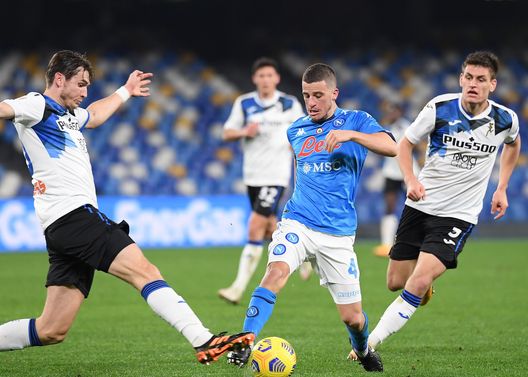  NAPLES, ITALY - FEBRUARY 03: Diego Demme of Napoli during the Coppa Italia match between SSC Napoli and Atalanta BC at Stadio Diego Armando Maradona on February 03, 2021 in Naples, Italy. Sporting stadiums around Italy remain under strict restrictions due to the Coronavirus Pandemic as Government social distancing laws prohibit fans inside venues resulting in games being played behind closed doors. (Photo by SSC NAPOLI/SSC NAPOLI via Getty Images) 