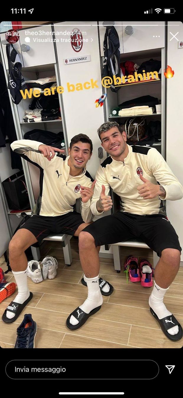 Brahim Diaz Theo Hernandez negativi al coronavirus (credits: Instagram Theo Hernandez) Brahim Diaz Theo Hernandez AC Milan