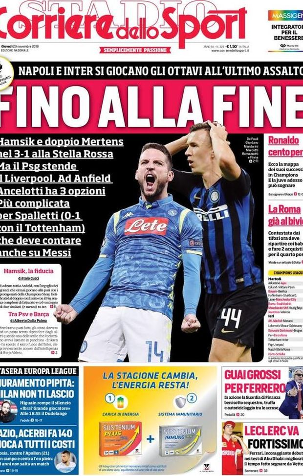 Prima Pagina, Corriere dello Sport: “Fino alla fine. Ronaldo cento perle. Giuramento Pipita. Acerbi fa 140…” Prima Pagina, Corriere dello Sport: “Fino alla fine. Ronaldo cento perle. Giuramento Pipita. Acerbi fa 140…”