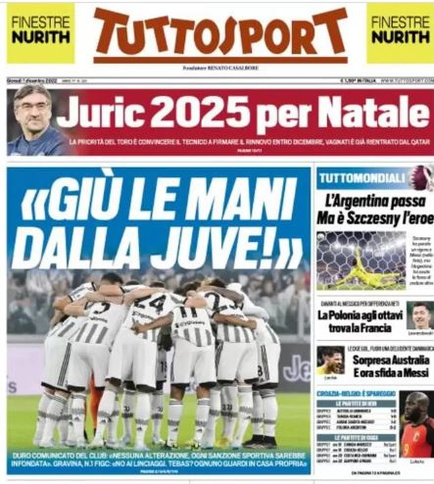 EDICOLA / TS, La Juve: “Giù le mani dalla squadra”. Argentina ok, Szczesny eroe - immagine 1