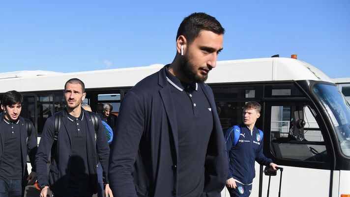 SARAJEVO, BOSNIA AND HERZEGOVINA - NOVEMBER 14: Gianluigi Donnarumma of Italy leaves for Sarajevo on November 14, 2019 in Sarajevo, Bosnia and Herzegovina. (Photo by Claudio Villa/Getty Images) SARAJEVO, BOSNIA AND HERZEGOVINA - NOVEMBER 14: Gianluigi Donnarumma of Italy leaves for Sarajevo on November 14, 2019 in Sarajevo, Bosnia and Herzegovina. (Photo by Claudio Villa/Getty Images)