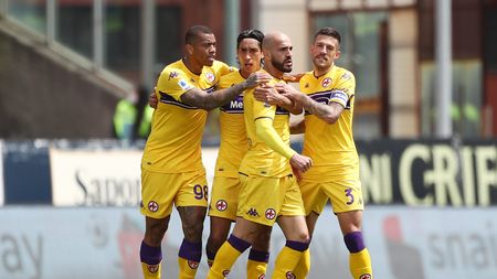 SALERNO, ITALY - APRIL 24: Riccardo Saponara of ACF Fiorentina celebrates after scoring the 1-1 goal during the Serie A match between US Salernitana and ACF Fiorentina at Stadio Arechi on April 24, 2022 in Salerno, Italy. (Photo by Francesco Pecoraro/Getty Images)