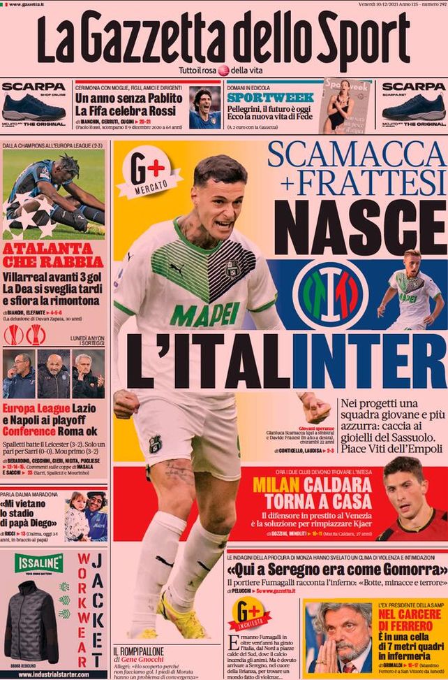 Prima Pagina, La Gazzetta dello Sport: “Atalanta che rabbia. Un anno senza Pablito”  Prima Pagina
