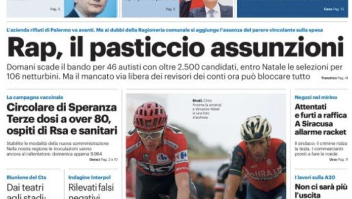 Prima Pagina, Giornale di Sicilia: “Rap, pasticcio assunzioni. Scontro alla Regione” Prima Pagina, Giornale di Sicilia: “Rap, pasticcio assunzioni. Scontro alla Regione”