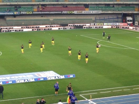  Il riscaldamento dei giocatori del Chievo 