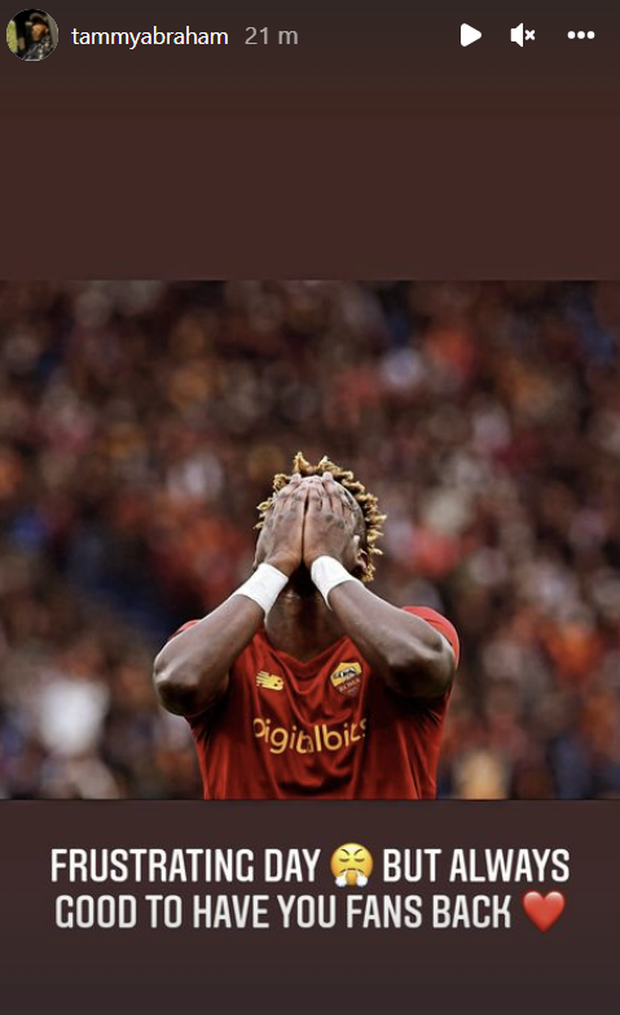 Abraham amareggiato sui social: “Giornata frustrante, bello riavere i tifosi”- immagine 2