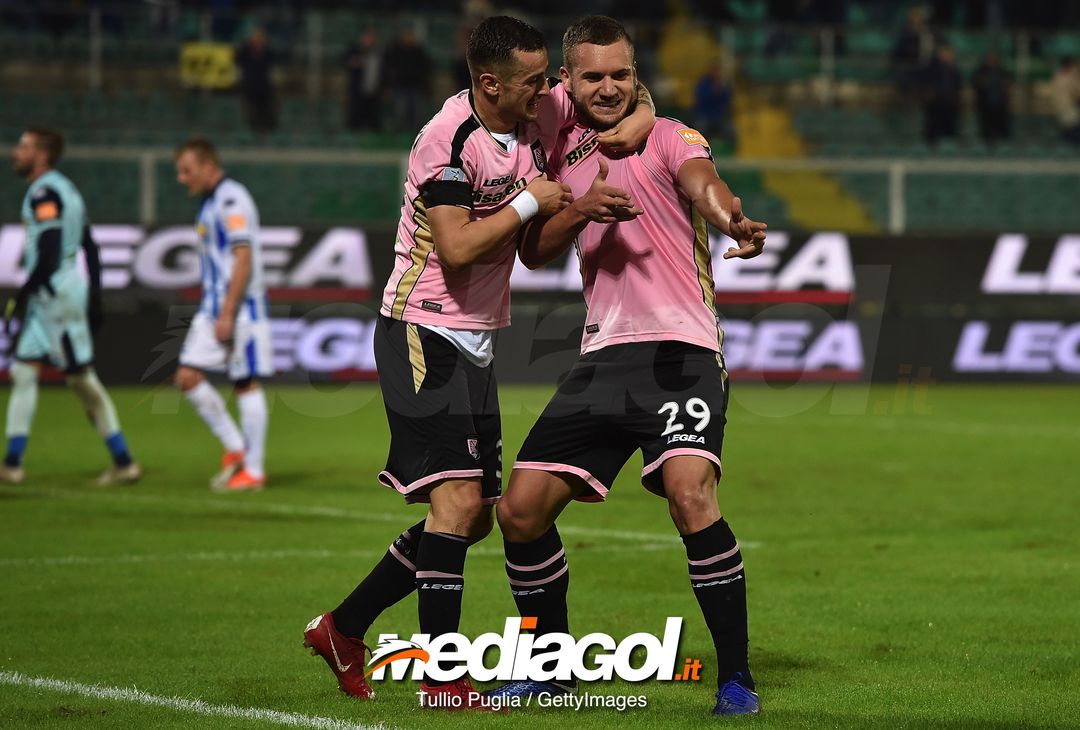  during the Serie B match between US Citta di Palermo and Pescara Calcio at Stadio Renzo Barbera on November 11, 2018 in Palermo, Italy. 