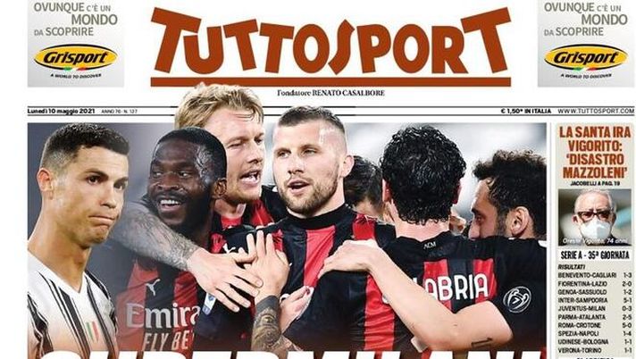 Prima Pagina, Tuttosport: “Super Milan, addio Pirlo! Ciclone Dea e secondo posto”  Prima Pagina, Tuttosport: “Super Milan, addio Pirlo! Ciclone Dea e secondo posto”