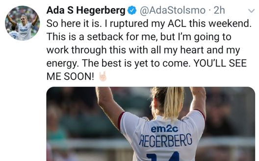 il grido di battaglia della Hegerberg, nonostante il grave infortunio il grido di battaglia della Hegerberg, nonostante il grave infortunio