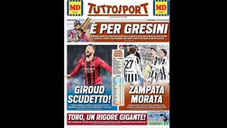 Prima Pagina, Tuttosport: “Giroud Scudetto! Zampata Morata”
