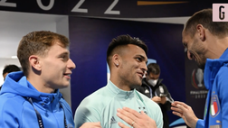 VIDEO Italia-Argentina, da Barella e Lautaro a Messi: abbracci prima della Finalissima