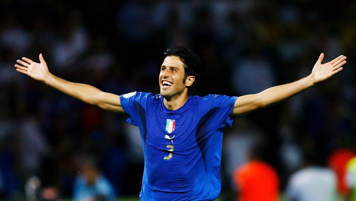 BERLIN - JULY 09:  Fabio Grosso of Italy celebrates scoring the winning penalty in a penalty shootout at the end of the FIFA World Cup Germany 2006 Final match between Italy and France at the Olympic Stadium on July 9, 2006 in Berlin, Germany.  (Photo by Shaun Botterill/Getty Images) 