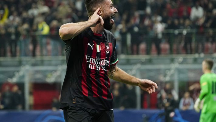 MILAN, ITALY - NOVEMBER 02: Olivier Giroud of AC Milan celebartes after scoring his team's first goal during the UEFA Champions League group E match between AC Milan and FC Salzburg at Giuseppe Meazza Stadium on November 02, 2022 in Milan, Italy. (Photo by Pier Marco Tacca/AC Milan via Getty Images) Milan, Olivier Giroud da “vice” a Re indiscusso. Ancora in rossonero - immagine 1