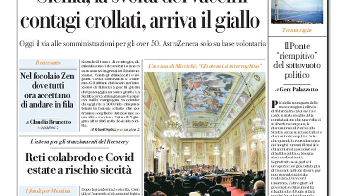 Prima Pagina, La Repubblica-Palermo: “Sicilia, la svolta dei vaccini. Contagi crollati, arriva il giallo” 